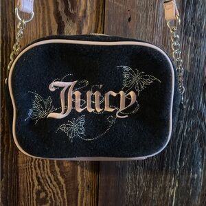 Juicy Couture Black Crossbody Bag with Pink Trim